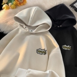 麂皮绒连帽卫衣男女潮牌美式宽松情侣帽衫外套GM219P50控75，男装卫衣，星座414A-3（原B215-3）
