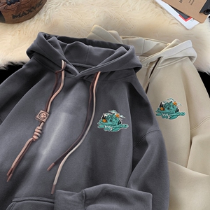 刺绣字母秋季连帽卫衣嘻哈街头潮牌宽松帽衫上衣服LW225 P55 控75图片