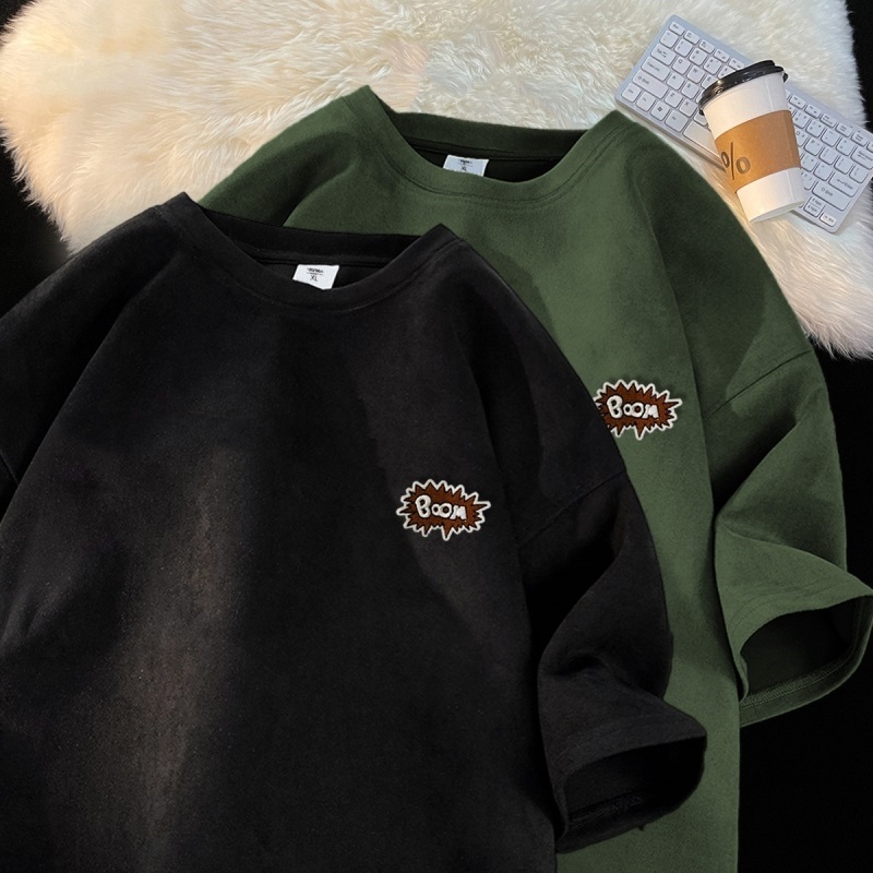 重磅钢印数字麂皮绒短袖T恤男加肥加大码夏季街头GT036P28控40，商品下架区商品下架区，星座414A-3（原B215-3）