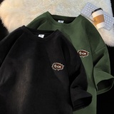 重磅钢印数字麂皮绒短袖T恤男加肥加大码夏季街头GT036P28控40，商品下架区，星座414A-3（原B215-3）