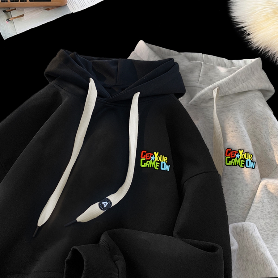 刺绣字母秋季连帽卫衣嘻哈街头潮牌宽松帽衫上衣服AW223P55控75，男装卫衣，星座414A-3（原B215-3）