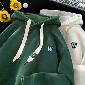 刺绣字母秋季连帽卫衣嘻哈街头潮牌宽松帽衫上衣服AW240 P55 控75图片