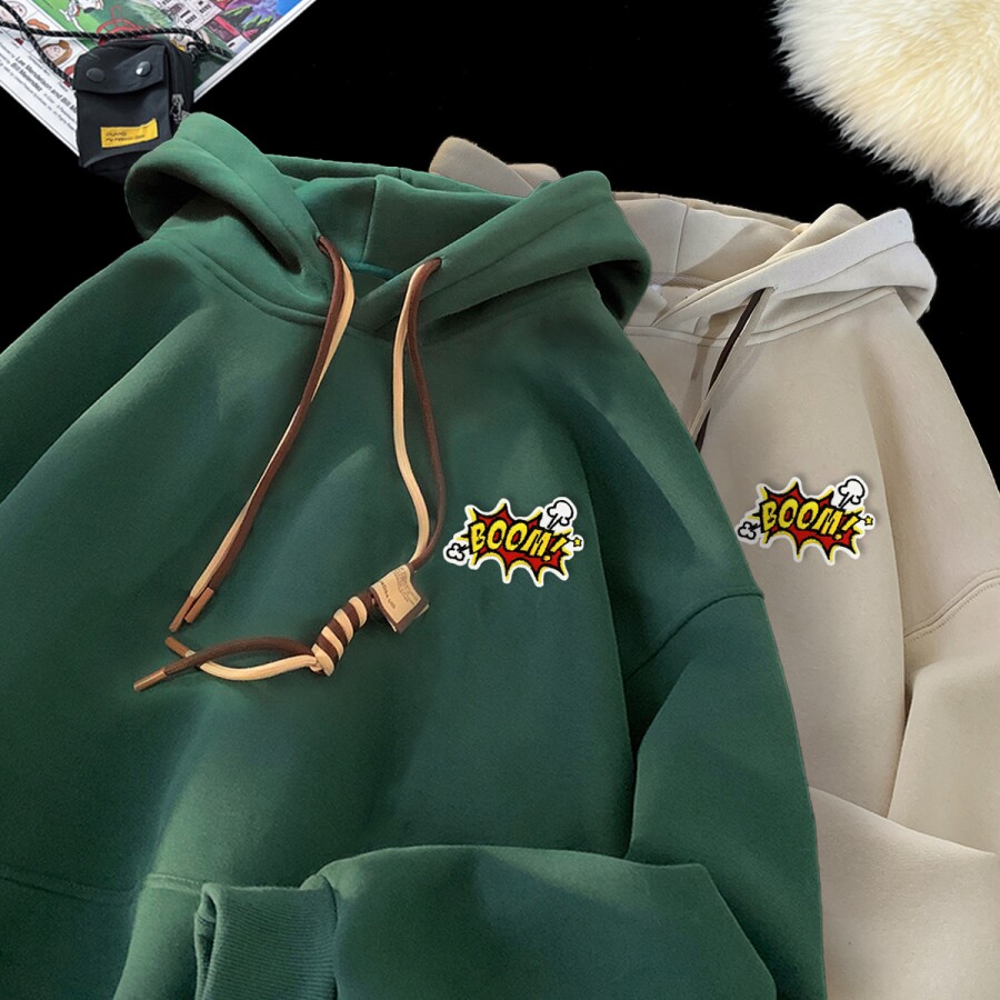 刺绣字母秋季连帽卫衣嘻哈街头潮牌宽松帽衫上衣服LW221P55控75,男装卫衣,星座414A-3（原B215-3）