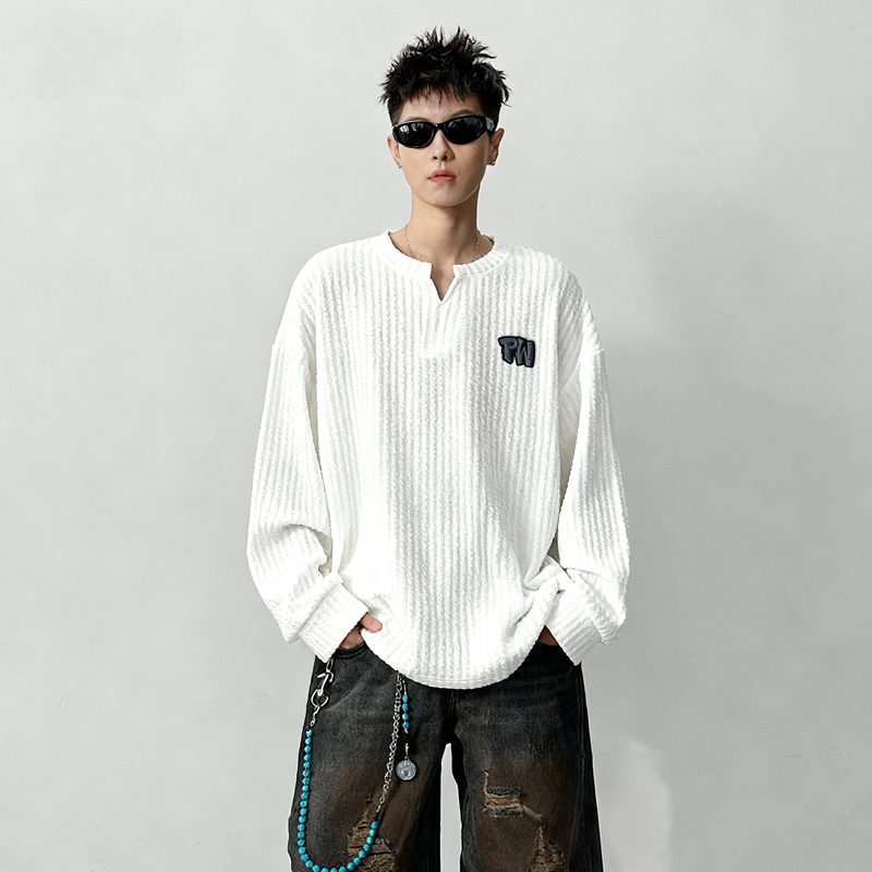 长袖T恤男春秋季高级感肌理感打底衫叠穿内搭卫衣VW257P28控45，男装T恤，星座414A-3（原B215-3）