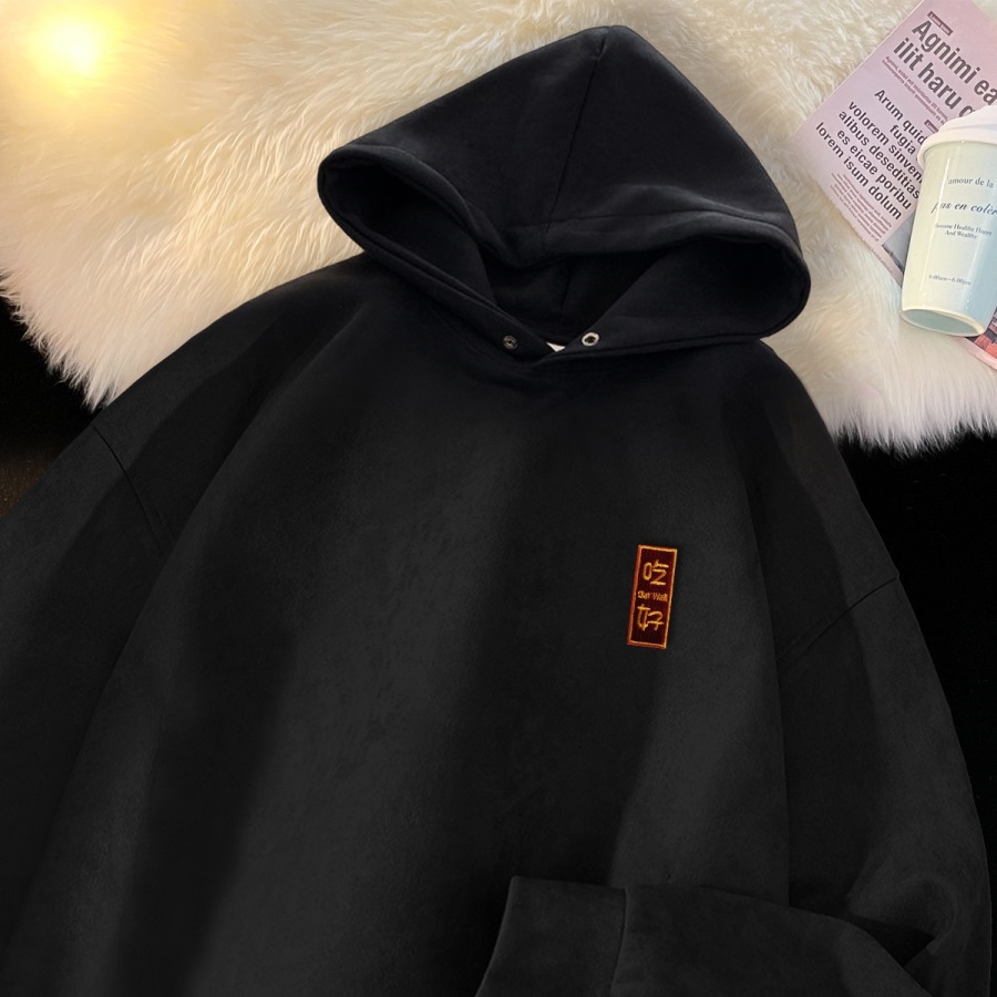 麂皮绒连帽卫衣男士秋季2025新款宽松休闲重磅外套GM102P50，女装短外套，星座414A-3（原B215-3）