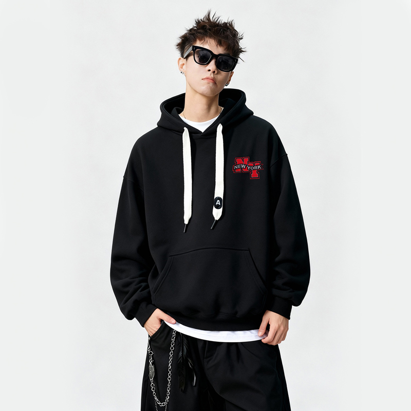 刺绣字母秋季连帽卫衣嘻哈街头潮牌宽松帽衫上衣服AW016P55控75，男装卫衣，星座414A-3（原B215-3）