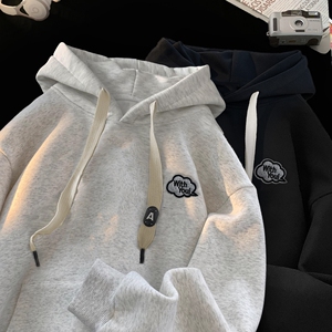 卫衣秋季新款美式帽衫学生套头衫情侣连帽运动服男AW115 P55 控75图片