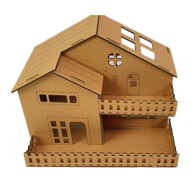 diy纸盒房子纸板拼插建筑小屋子图片