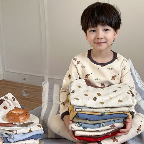 儿童A类280g德绒秋冬家居服男女童无骨睡衣套装宝宝秋衣秋裤