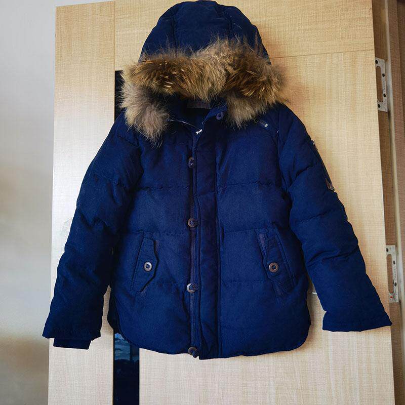 短款加厚羽绒服真毛领男童白鸭绒