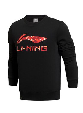 李宁运动休闲卫衣2022春季男子圆领套头无帽卫衣AWDS471-2