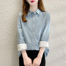 加厚保暖加棉内搭一体绒打底上衣 休闲时尚 加绒衬衫 女2025秋冬新款