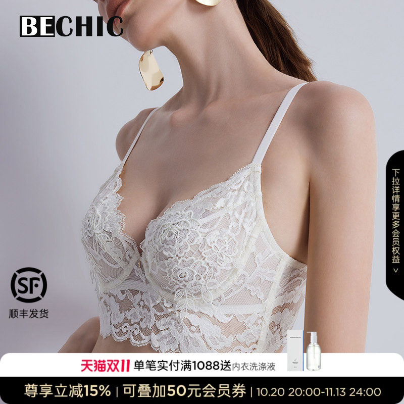 BeChic蕾丝花边性感内衣背心约会女3/4薄杯文胸傲然之花BC13AA1