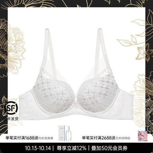 LaClover刺绣网纱小胸显大文胸
