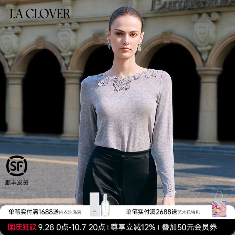 兰卡文(LA CLOVER)圆领长袖上衣女蕾丝魅影LC72AAK1图片