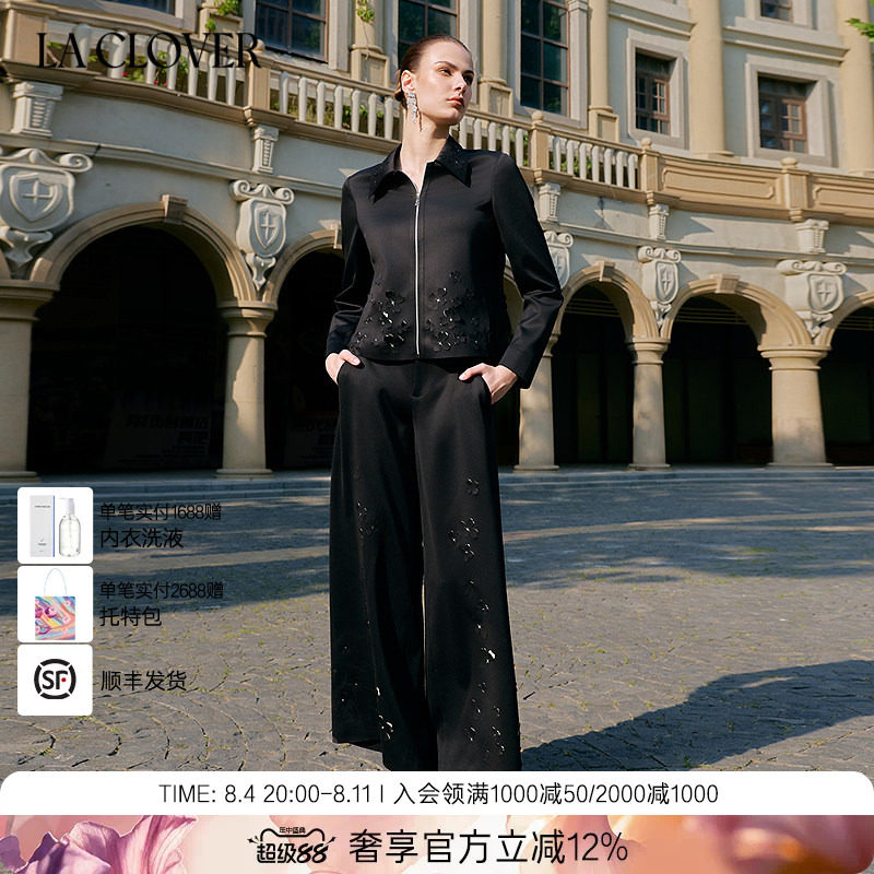 兰卡文(LA CLOVER)双面布粘合阔腿裤星语系列LC82AAN1 - 实物图