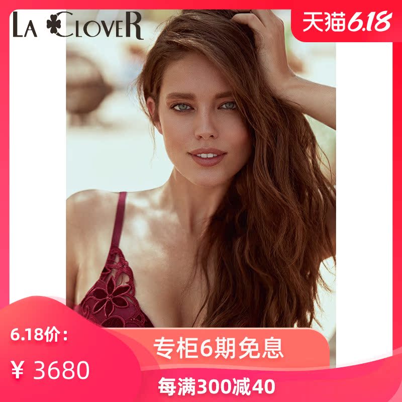 LACLOVER玫瑰人生系列宫廷风复古蕾丝丝绒刺绣3/4厚杯文胸LC12GC1