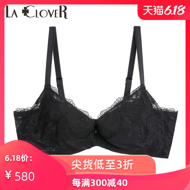 LACLOVER兰卡文性感塑身蕾丝花朵3/4无纺布薄杯聚拢文胸LC12FJ1