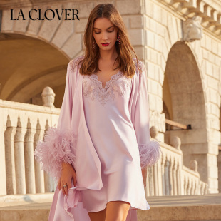 LACLOVER兰卡文挚爱女神系列吊带睡裙睡衣女晨袍婚庆LC44XS1