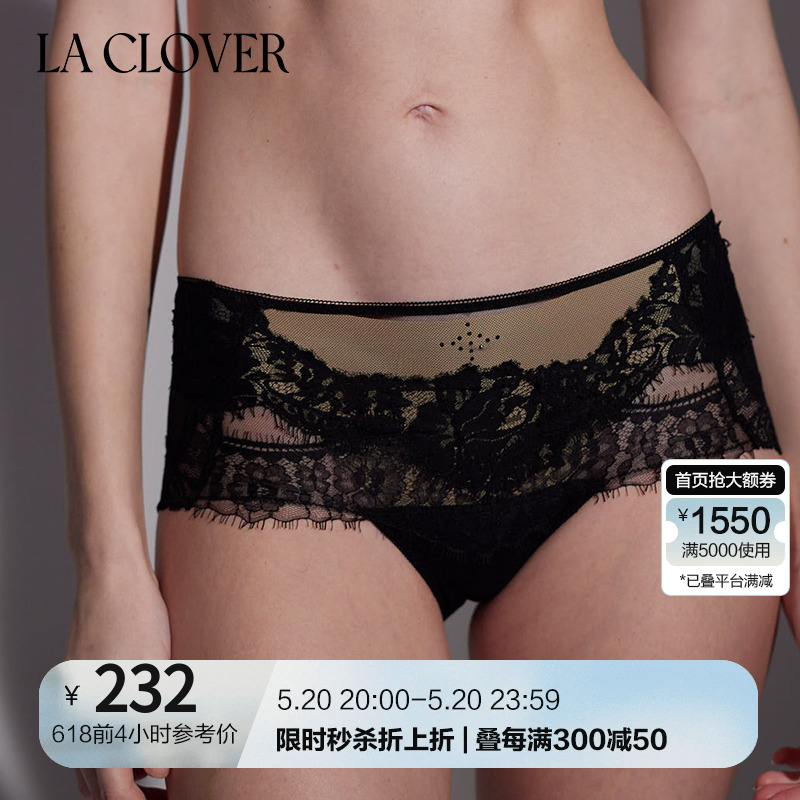 【重塑经典】LACLOVER兰卡文秘密恋歌性感蕾丝中腰平角裤LC23DP1 女士内衣/男士内衣/家居服 平角裤 原图主图