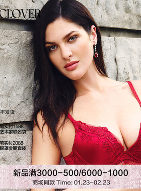 兰卡文琥珀皇后系列4/4厚杯文胸聚拢红色本命年新年内衣LC11XJ1