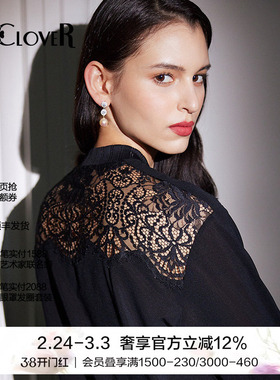 LACLOVER兰卡文蕾丝轻时装拉链长袖上衣可外穿LC81UE4