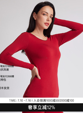 LACLOVER兰卡文长袖打底轻暖御寒大红色红品LC72TM1
