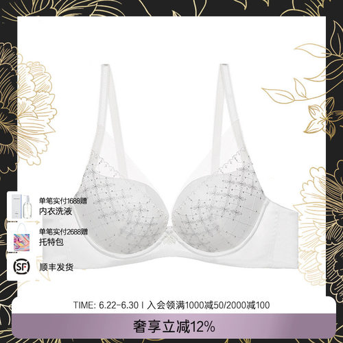 LaClover刺绣网纱小胸显大文胸