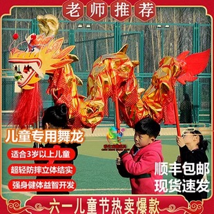 舞龙道具儿童幼儿园龙头龙尾布龙绸缎彩绸幼儿龙灯手舞狮龙狮表演