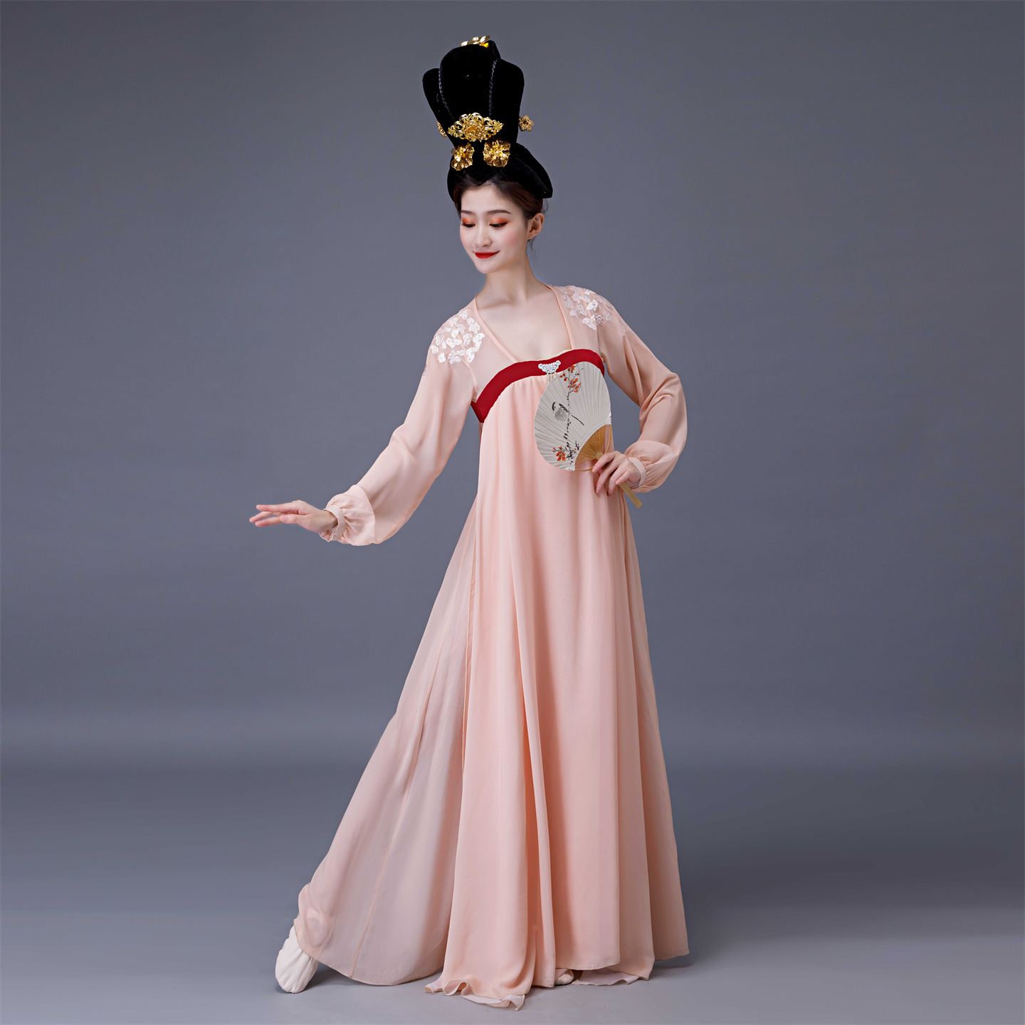 丽人行女款汉服改良束腰襦裙古典舞古装飘逸演出服舞蹈服定制租赁