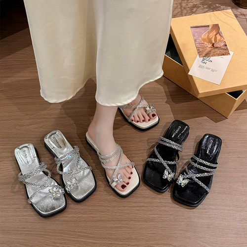 坡跟绝美套趾凉拖鞋女夏季外穿