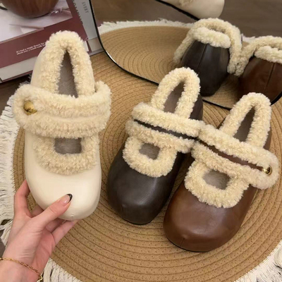 平底保暖魔术贴玛丽珍鞋棉鞋子
