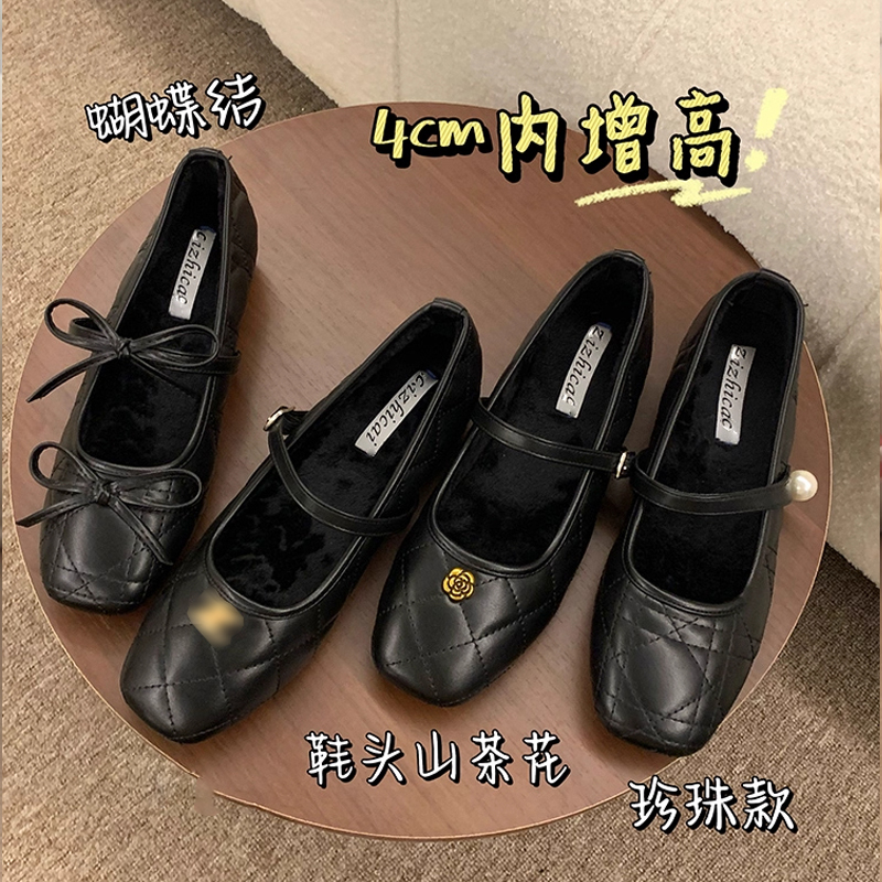 秋冬新款山茶花玛丽珍女鞋