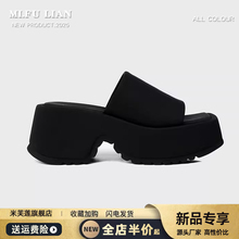 赵露思同款松糕厚底拖鞋女夏季外穿2025新款黑色增高小个子凉拖鞋