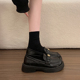 女厚底金属扣小皮鞋 2026春季 新款 英伦风黑色一脚蹬乐福鞋 jk单鞋 子