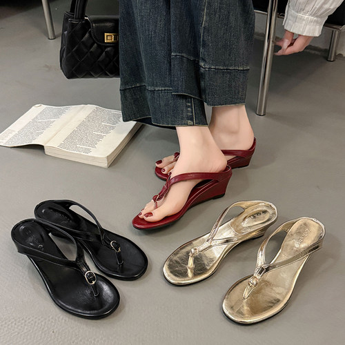 小个子增高气质仙女风夹趾凉拖鞋