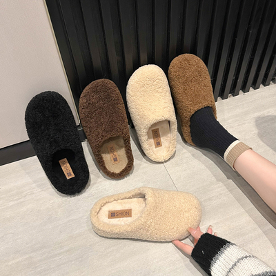 复古羊羔毛毛鞋女外穿2025秋冬