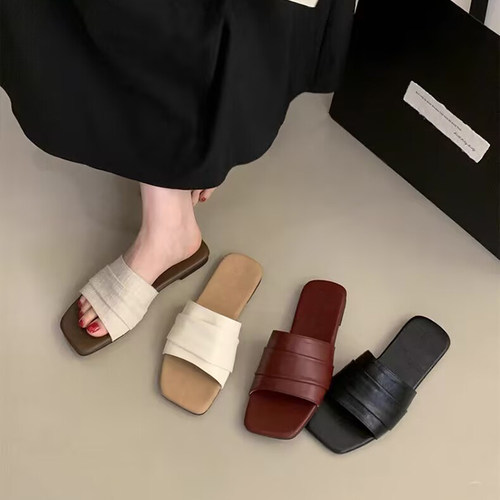 软平底海边沙滩仙女风一字凉拖鞋