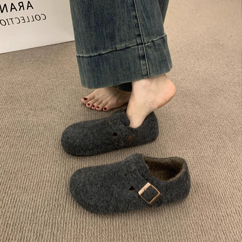 毛毡加绒勃肯鞋女2025秋新款加绒