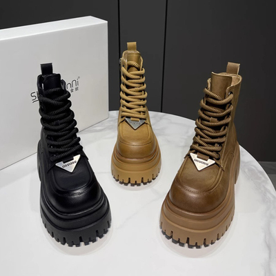 好物推荐~欧洲站棕色厚底马丁靴