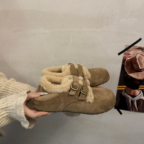 2025冬季新款厚底加绒勃肯鞋女