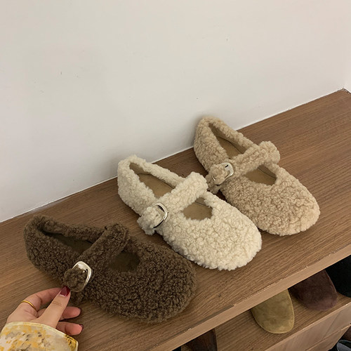 浅口羊羔毛毛鞋女外穿2025秋冬