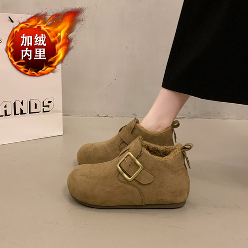 厚底加绒勃肯鞋女2025冬季新款