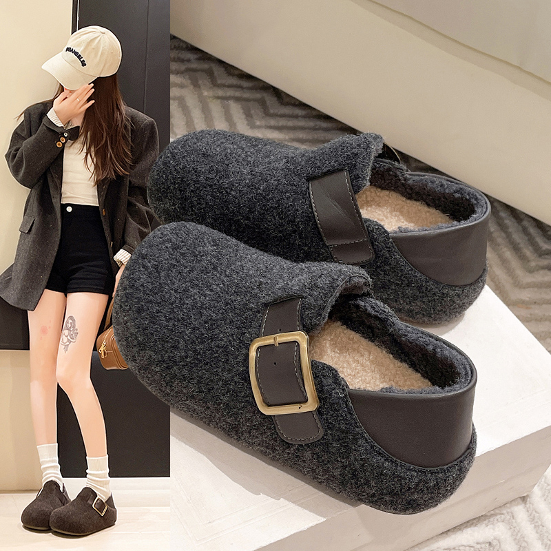 内增高毛呢加绒勃肯鞋女2025