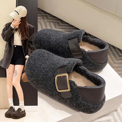内增高毛呢加绒勃肯鞋女2025