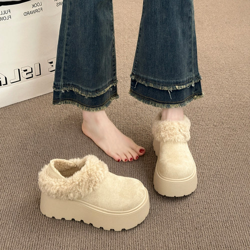 加绒加厚低帮毛毛鞋女外穿