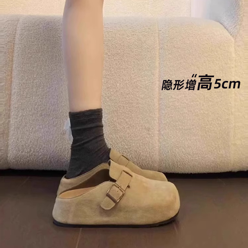 内增高勃肯鞋包头半拖鞋女外穿
