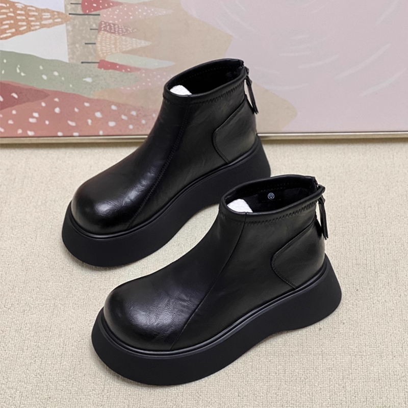 厚底加绒短靴女2025秋冬季勃肯鞋