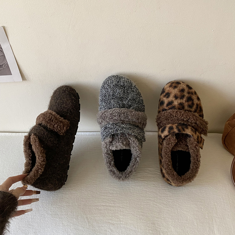 魔术贴加绒内增高玛丽珍毛毛鞋