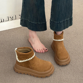 复古棕色英伦风厚底马丁靴女2025新款 秋季 配裙子显瘦增高勃肯短靴